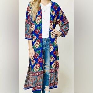 Floral Kimono cardigan floral graphic top floral coverup Festival top boho robe